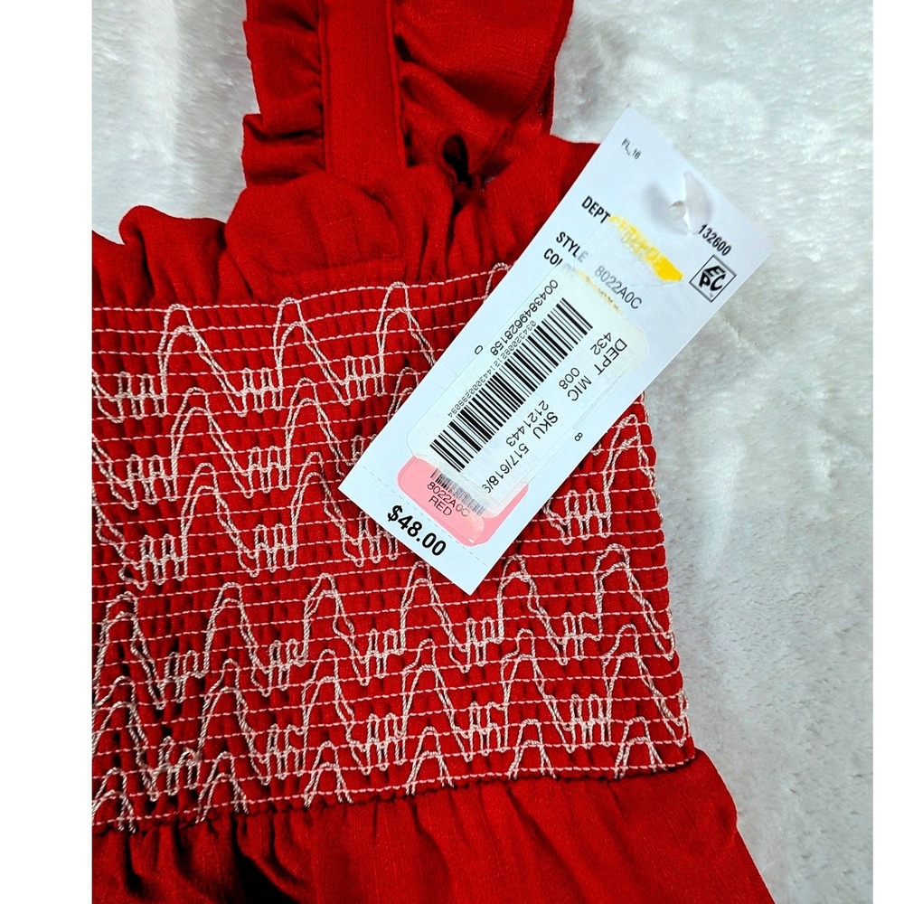 Copper Key Pink Linen & GB Girls Red Embroidered Tiered Dress Bundle of 2 Small - Picture 9 of 15